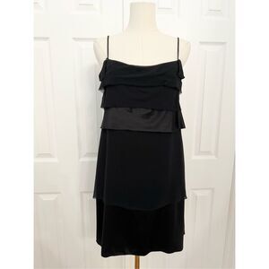 Vintage Vivienne‎ Tam Womens Black Tiered Silk Mini Dress Size 1 Small
